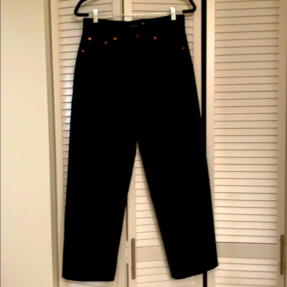 &other stories black denim cropped wide leg